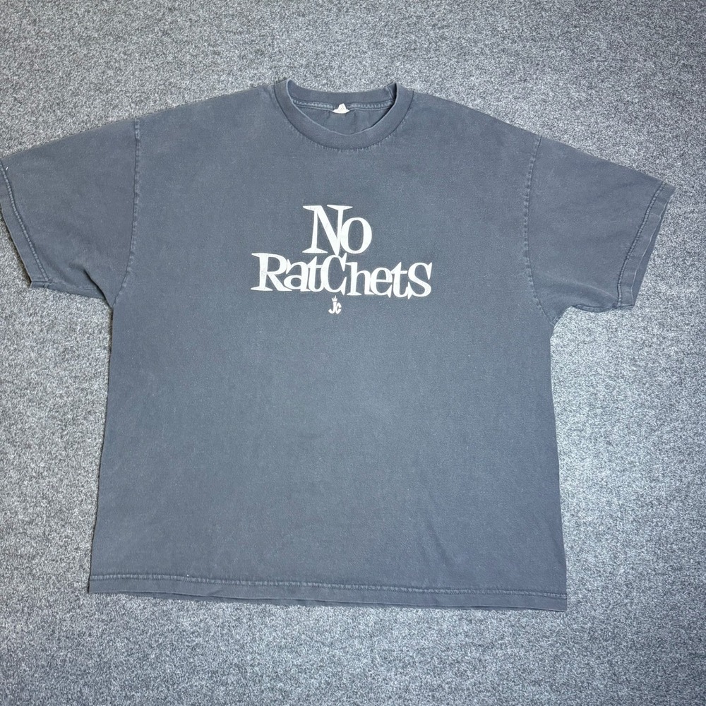 JC No Ratchets Graphic T-Shirt Mens 2XL Black Streetwear Short Sleeve Tee